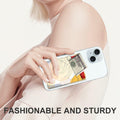 AOPEFNX Card Holder Phone Case Leather Wallet Dual Pocket Abstract Leaf
