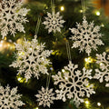 [Like New] Langley 36pcs Rose Gold Glitter Snowflake Ornaments for Christmas Tree