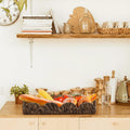 Rectangle Serving Tray with Handles Brown Food Fruit Coffee Table Ottoman Tray