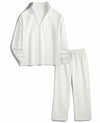 Yioaga Women Tracksuit 2PC Pullover Sweatshirt Sweatpants Light-Gray Size XL