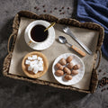 Rectangle Serving Tray with Handles Brown Food Fruit Coffee Table Ottoman Tray