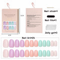 Press On Nails Short Square 24pcs Reusable Colorful Full Cover False Nails