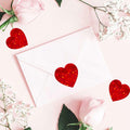 Dzrige 500pcs Red Heart Shape Glitter Stickers Love Scrapbooking Labels