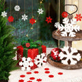 LadyRosian Wooden Snowflake Xmas Ornaments 4 Pack Standing & Hanging
