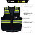 FONIRRA ANSI Class 2 Safety Vest Work Vest with Pockets Zipper Black Size 3XL