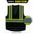 FONIRRA ANSI Class 2 Safety Vest Work Vest with Pockets Zipper Black Size 3XL