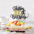 Leetaivie Happy 90th Birthday Cake Topper Black Gold Glitter Party Decor