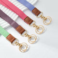 Knagsfa Braided Nylon Badge Lanyard with Dual Keyrings Metal Hook Orange Pink