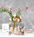 Happy Mother's Day Banner Best Mom Ever Flower Theme Pink & Red Glitter
