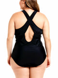 FlatterMe Women's Sexy Plus Size Black One Piece Swimsuit Lace Up Size 3XL
