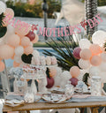 Happy Mother's Day Banner Best Mom Ever Flower Theme Pink & Red Glitter