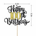 Leetaivie Happy 90th Birthday Cake Topper Black Gold Glitter Party Decor