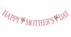 Happy Mother's Day Banner Best Mom Ever Flower Theme Pink & Red Glitter