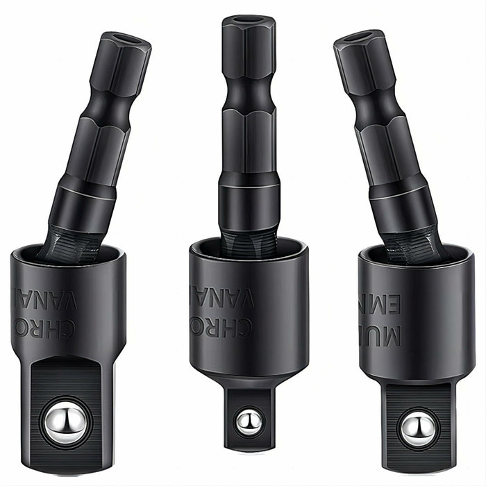 3Pcs Socket Adapter Set 1/4" 3/8" 1/2" Rotatable Impact Grade Drill Bits