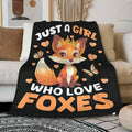 Just a Girl Who Loves Foxes Blanket Warm Soft Throw 40x50 Kids