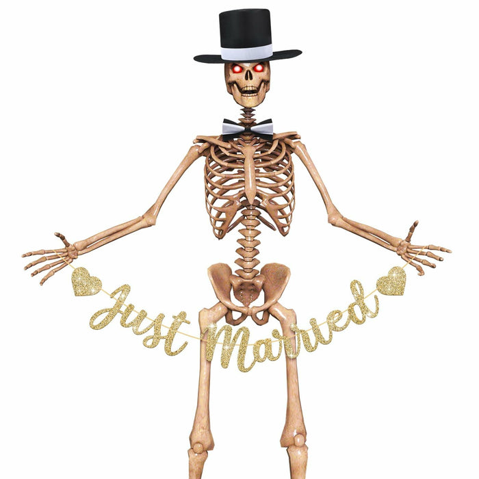 VioraWhite Skeleton Costume Accessories Banner Bow Tie Just Married