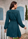 Women's Fall A-Line Long Sleeve Casual Skater Babydoll Mini Dress, Royal XL