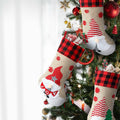 LASPERAL 4Pcs 18in Christmas Stockings 3D Burlap Santa Snowman Reindeer