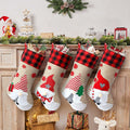 LASPERAL 4Pcs 18in Christmas Stockings 3D Burlap Santa Snowman Reindeer
