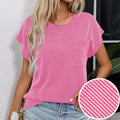 levaca Ribbed Cap Sleeve T Shirt with Front Pocket Blue Size S
