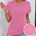 levaca Ribbed Cap Sleeve T Shirt with Front Pocket Blue Size S