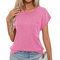 levaca Ribbed Cap Sleeve T Shirt with Front Pocket Blue Size S
