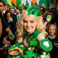 St. Patrick’s Day Leprechaun Top Hat Hair Bow Clips Green Clover Shamrock