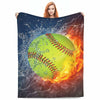 BLUBLU Fire Softball Flannel Fleece Throw Blanket Lightweight Cozy Plush 60x50