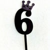 Large Number 6 Cake Topper Black Crown Birthday Anniversary Party Decor