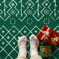 jinchan Christmas Runner Rug 3x7 Green Moroccan Non Slip Soft Carpet