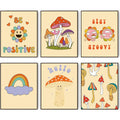 Admmixoo Be Positive Vintage Hippie Flower Wall Art 8x10 H Style Unframed