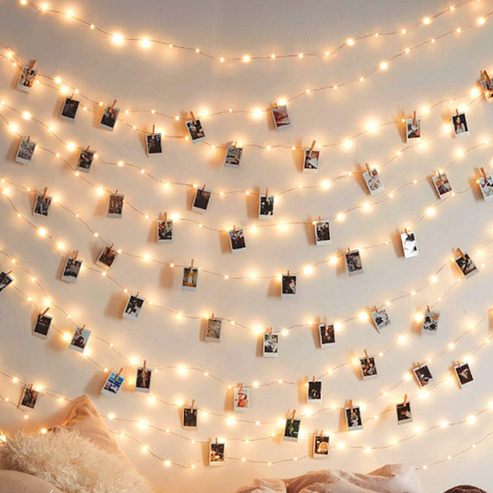 Fairy Lights with Clips 33ft 100LED Battery Operated String Lights Timer