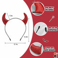 Voiiake Red Devil Horns Headband & Fishnet Thigh High Stockings Set