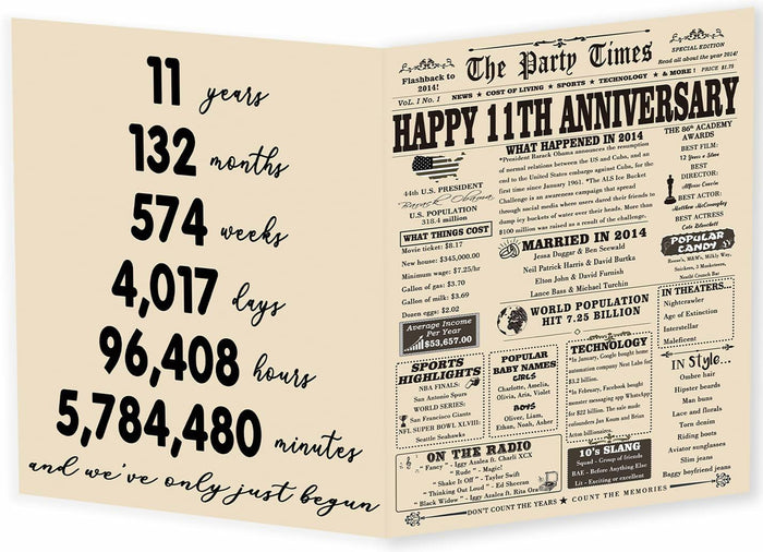 YiKaLus 11th Anniversary Steel Gift Card Romantic Wedding Gift for Him Her