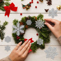 54pcs Silver Snowflake Christmas Tree Ornaments Glitter Indoor Decor
