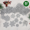 54pcs Silver Snowflake Christmas Tree Ornaments Glitter Indoor Decor