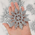 54pcs Silver Snowflake Christmas Tree Ornaments Glitter Indoor Decor