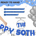 Fulmoon 50th Birthday Banner Pre Strung Glitter 11.5ft Champagne Gold
