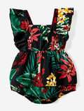 PATPAT Baby Girl Tropical Floral Romper Dress Green Size 12-18M