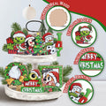 Uruney Merry Christmas Snowman Tiered Tray Decor Green 1 Count