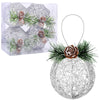 Christmas Ball Ornaments 4pc Silver Pinecone Rattan Thread String Decor