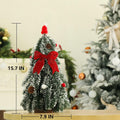 HOMCDALY 16in LED Tabletop Christmas Tree with Red Bowtie Indoor Decor