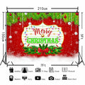 Merry Christmas Backdrop Red Green Balls Leaves Party Decoration 7x5Ft