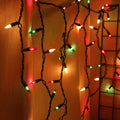 RECESKY Christmas Icicle Curtain Lights 7.7ft 100 Multi Color Indoor Outdoor