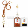 Wood Beaded Lanyards Set Boho Teacher ID Badge Holder Clip White Brown Large