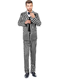 Halloween Black White Striped Men Costume Comedy Horror Size XXL