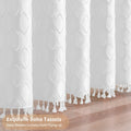 QiyI White Small Stall Shower Curtain Tassel Tufted Geometric 36x72 Inch