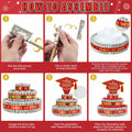 2025 Graduation 3 Tier Red Gold Grad Cap Cake Cash Gift Party Supplies