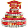 2025 Graduation 3 Tier Red Gold Grad Cap Cake Cash Gift Party Supplies