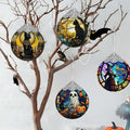 Christmas Ornament Stained Glass Ghost with Pumpkin Holiday Decoration